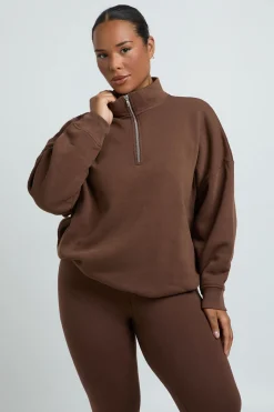 Ensemble Grande Taille Sweat-shirt Col Montant Demi-zip Et Legging
