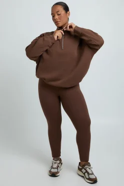 Ensemble Grande Taille Sweat-shirt Col Montant Demi-zip Et Legging