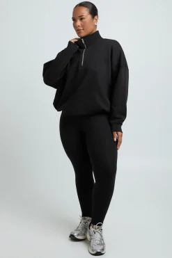 Ensemble Grande Taille Sweat À Demi-zip Oversize Et Legging