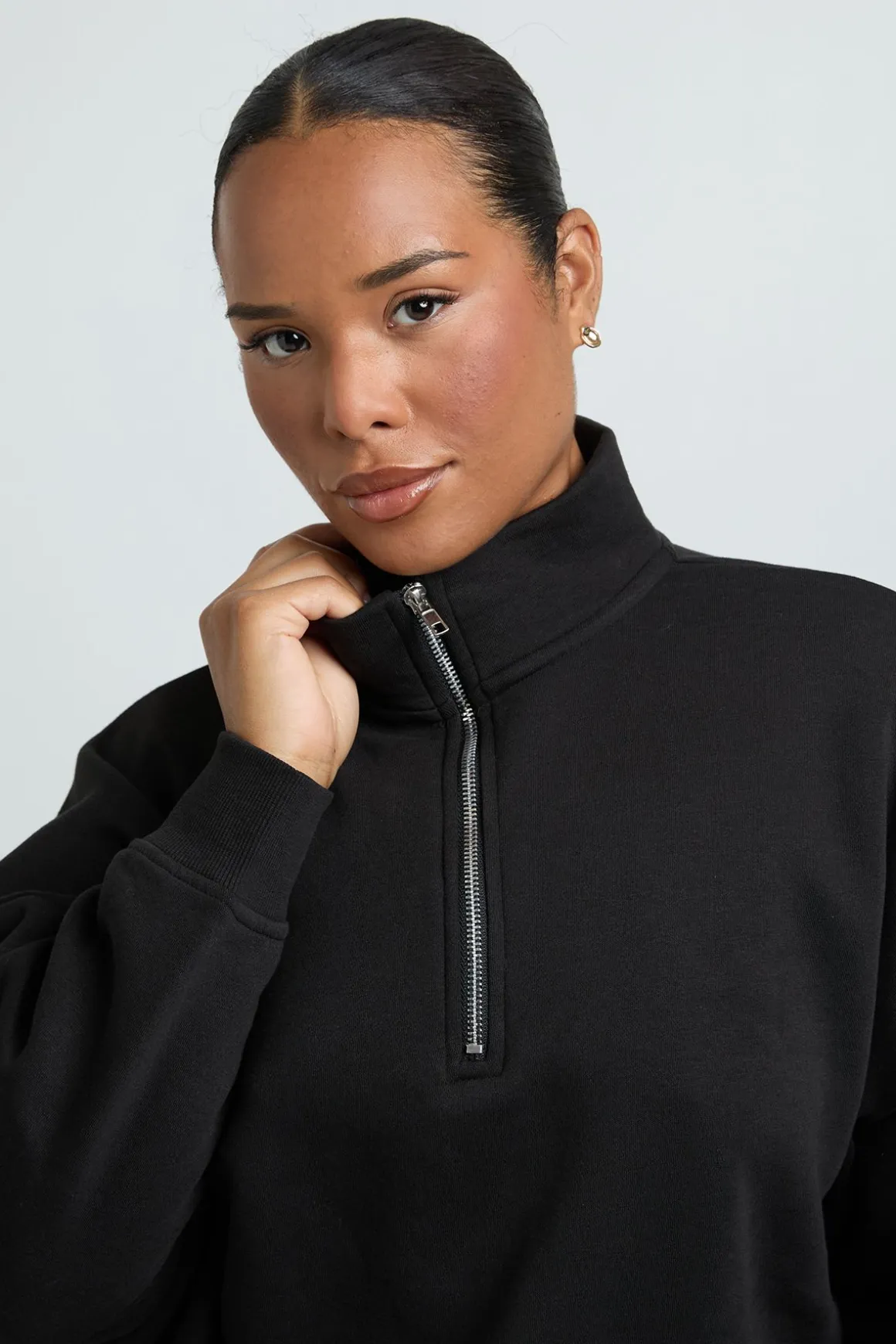 Ensemble Grande Taille Sweat À Demi-zip Oversize Et Legging
