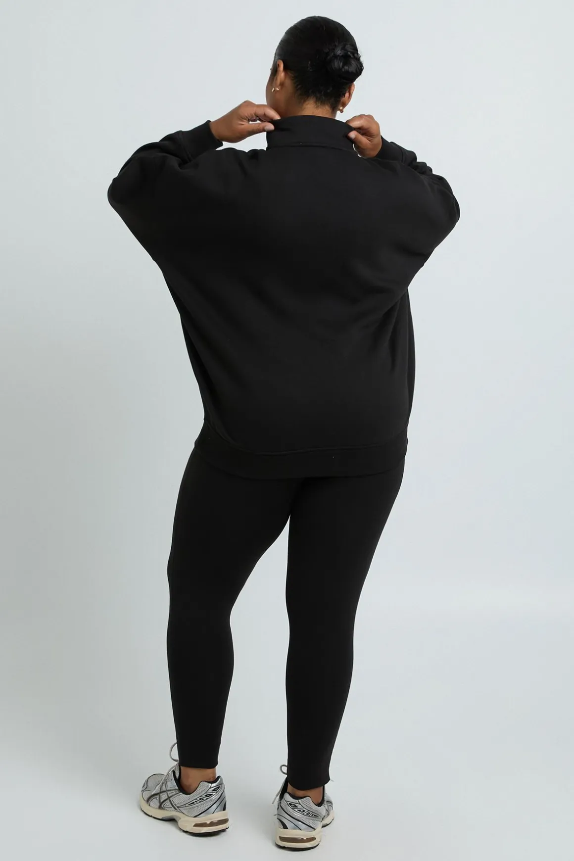 Ensemble Grande Taille Sweat À Demi-zip Oversize Et Legging