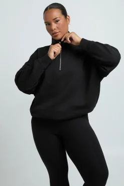Ensemble Grande Taille Sweat À Demi-zip Oversize Et Legging