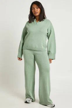 Ensemble Grande Taille synthétiquell Boutonné à Col et Pantalon Droit Coordonné