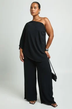 boohoo Ensemble Grande Taille Top Asymétrique À Cape Et Pantalon Large<Femme Ensembles