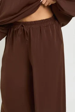 Ensemble Grande Taille Top Ballon et Pantalon Large en Crêpe Tissé