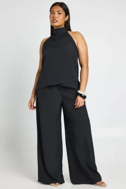 Ensemble Grande Taille Top Dos Nu Et Pantalon Large En Crêpe
