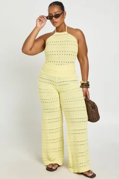 boohoo Ensemble Grande Taille Top Dos Nu Au Crochet Et Pantalon Large Assorti<Femme Ensembles|Tenues De Plage