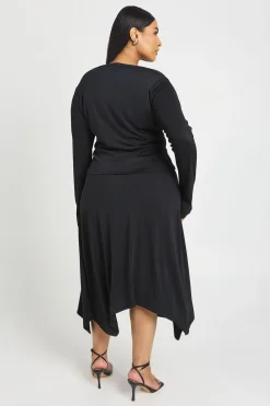 boohoo Ensemble Grande Taille Top Manche Longue Col V Plongeant Et Jupe Midi Ourlet Mouchoir<Femme Ensembles