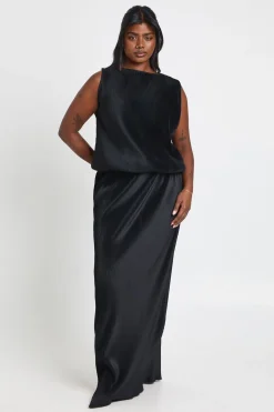 Ensemble Grande Taille Top à Ourlet Bulle et Jupe Maxi Coordonnée