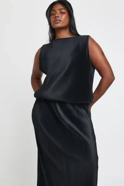 Ensemble Grande Taille Top à Ourlet Bulle et Jupe Maxi Coordonnée
