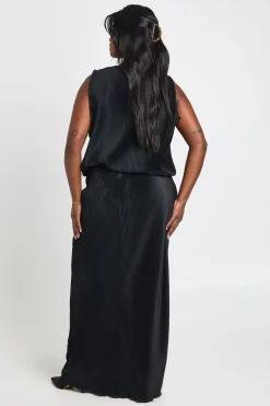Ensemble Grande Taille Top à Ourlet Bulle et Jupe Maxi Coordonnée