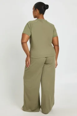 Ensemble Grande Taille T-shirt Et Pantalon Large En Tissu Gaufré