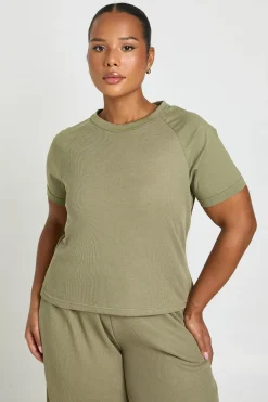 Ensemble Grande Taille T-shirt Et Pantalon Large En Tissu Gaufré