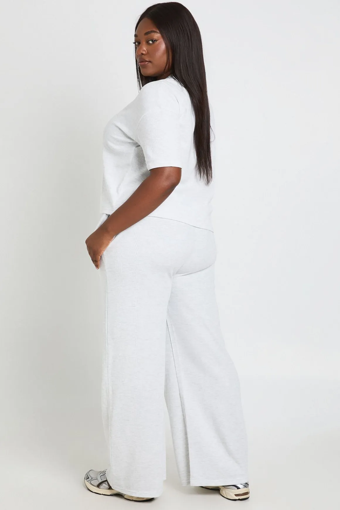 Ensemble Grande Taille T-shirt Et Pantalon Large Gaufré