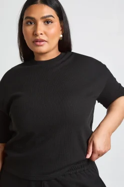 boohoo Ensemble Grande Taille T-shirt Et Pantalon Large À Jambes Évasées En Maille Gaufrée<Femme Ensembles