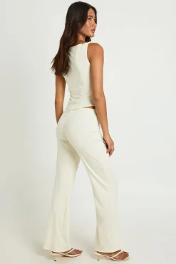 Ensemble Haut Asymétrique Et Pantalon Droit En Maille Côtelée Ultra Douce