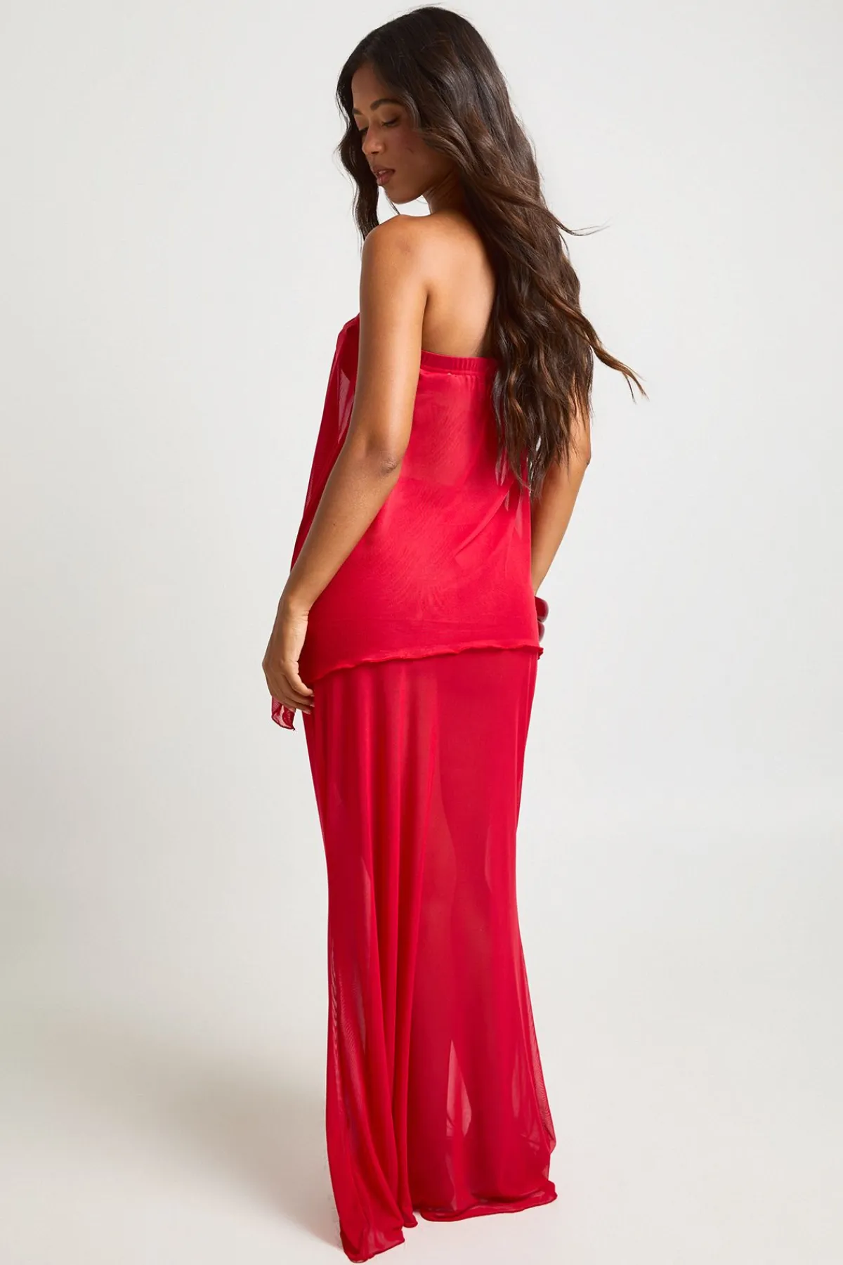 boohoo Ensemble Haut Bandeau Et Jupe Longue De Plage En Mesh<Femme Ensembles|Tenues De Plage