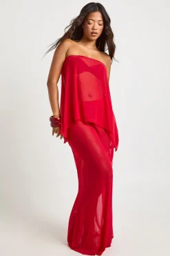 boohoo Ensemble Haut Bandeau Et Jupe Longue De Plage En Mesh<Femme Ensembles|Tenues De Plage