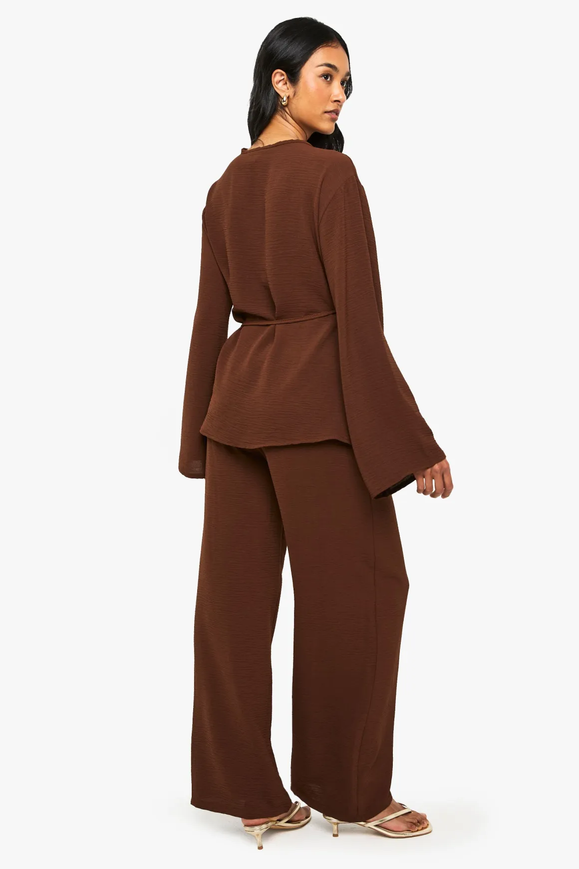 Ensemble Haut Cache-cœur Et Pantalon Tissé