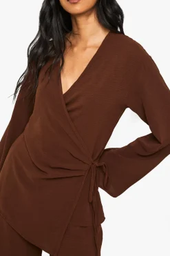 Ensemble Haut Cache-cœur Et Pantalon Tissé