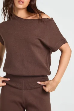boohoo Ensemble Haut Col Bénitier Taille Cintrée Et Pantalon Large<Femme Pulls Et Gilets|Toutes Les Mailles