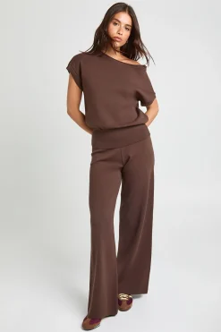 boohoo Ensemble Haut Col Bénitier Taille Cintrée Et Pantalon Large<Femme Pulls Et Gilets|Toutes Les Mailles