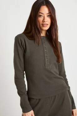 boohoo Ensemble Haut Col Rond Boutonné Et Pantalon En Coton Tall<Femme Ensembles