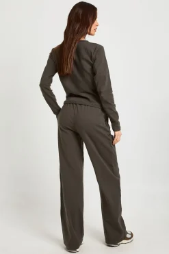 boohoo Ensemble Haut Col Rond Boutonné Et Pantalon En Coton Tall<Femme Ensembles