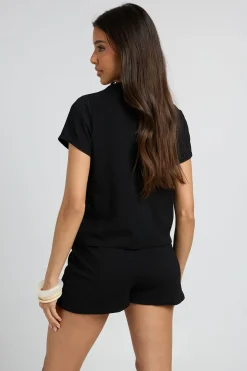 boohoo Ensemble Haut Côtelé À Manches Courtes Boutonné Et Short<Femme Ensembles