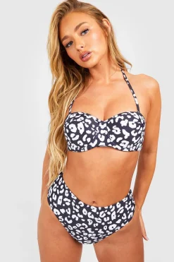 Ensemble haut de bikini à armatures en imprimé léopard et bas de bikini taille haute