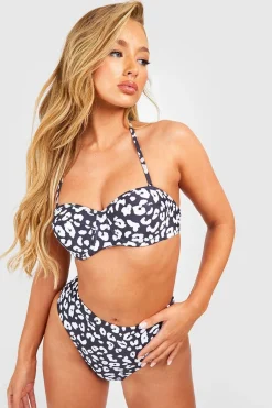 Ensemble haut de bikini à armatures en imprimé léopard et bas de bikini taille haute