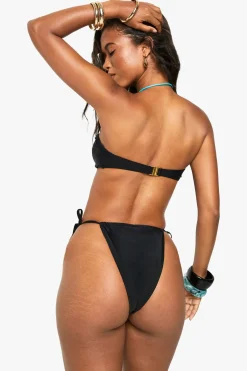 boohoo Ensemble haut de bikini bandeau orné de perles et bas de bikini à nouer sur le côté<Femme Maillots De Bain|Tenues De Plage