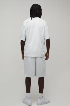 Ensemble Haut De Hockey Et Short De Basketball Oversize En Mesh Brodé