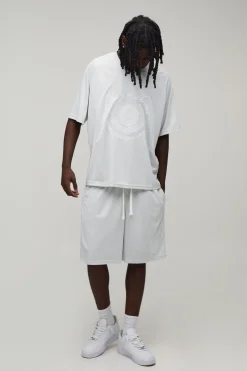 Ensemble Haut De Hockey Et Short De Basketball Oversize En Mesh Brodé