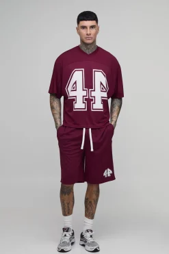 Ensemble Haut De Hockey Oversize Ample En Mesh Avec Manches Chauve-souris 44 Et Short Tall