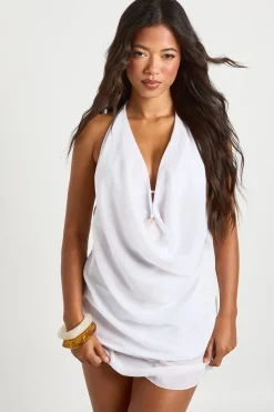 Ensemble Haut De Plage Décolleté Et Mini-jupe Avec Garniture Coquillages