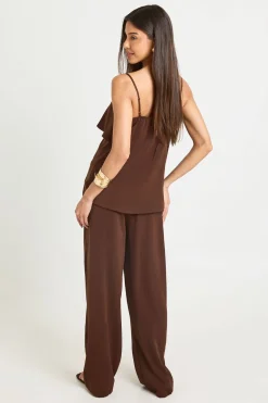 Ensemble Haut Double Épaisseur Encolure Carrée Et Pantalon Coordonné