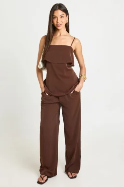 Ensemble Haut Double Épaisseur Encolure Carrée Et Pantalon Coordonné