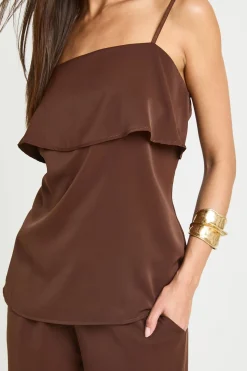 Ensemble Haut Double Épaisseur Encolure Carrée Et Pantalon Coordonné