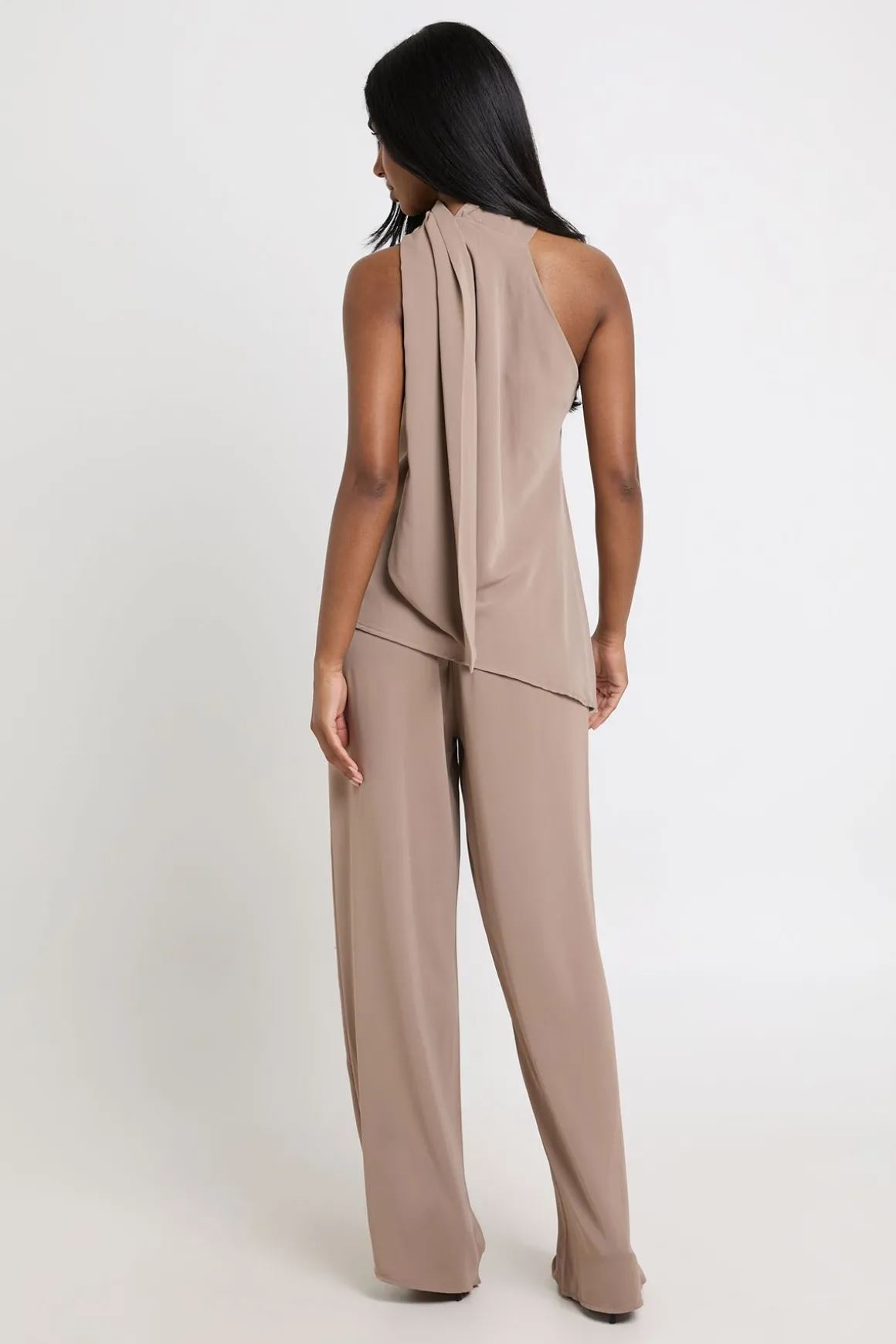 Ensemble Haut Drapé Détail Foulard Et Pantalon Large