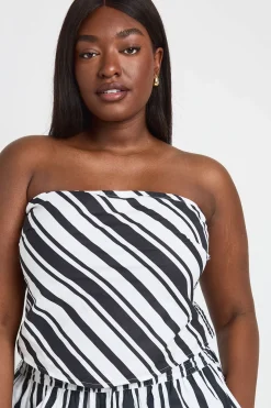 Ensemble Haut À Détail Rayé Grande Taille Et Pantalon Large À Taille Élastiquée