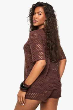 Ensemble haut en tricot crochet oversize et short knicker