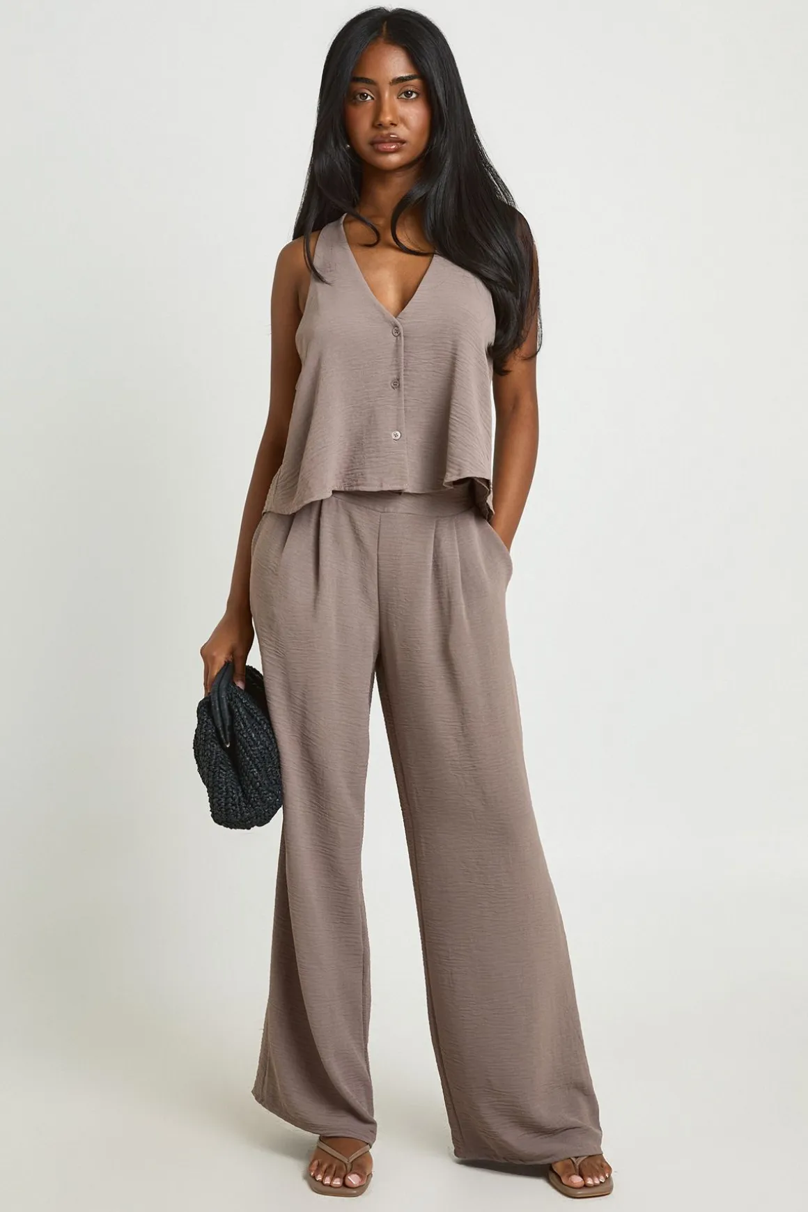 Ensemble Haut Froncé Racer Et Pantalon Taille Repliée
