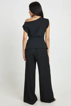 Ensemble Haut Long Asymétrique À Une Épaule & Pantalon Droit