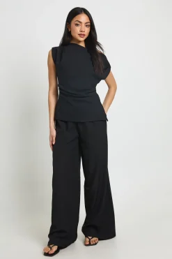 Ensemble Haut Long Asymétrique À Une Épaule & Pantalon Droit