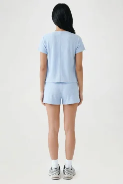 Ensemble Haut À Manches Courtes Avec Boutons Et Short En Côtes Gaufrées