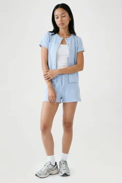 Ensemble Haut À Manches Courtes Avec Boutons Et Short En Côtes Gaufrées