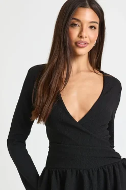 Ensemble haut à manches longues et pantalon avec détail drapé texturé
