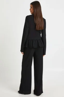 Ensemble haut à manches longues et pantalon avec détail drapé texturé
