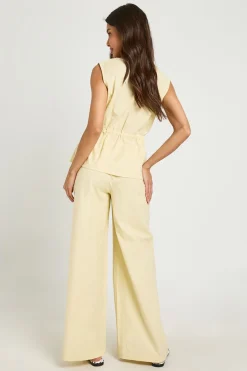 Ensemble Haut À Nouer Effet Lin Et Pantalon Large